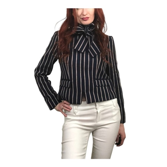 Banana Republic Navy Blue Nautical Stripe Blazer Jacket Size 10 - Picture 5 of 5